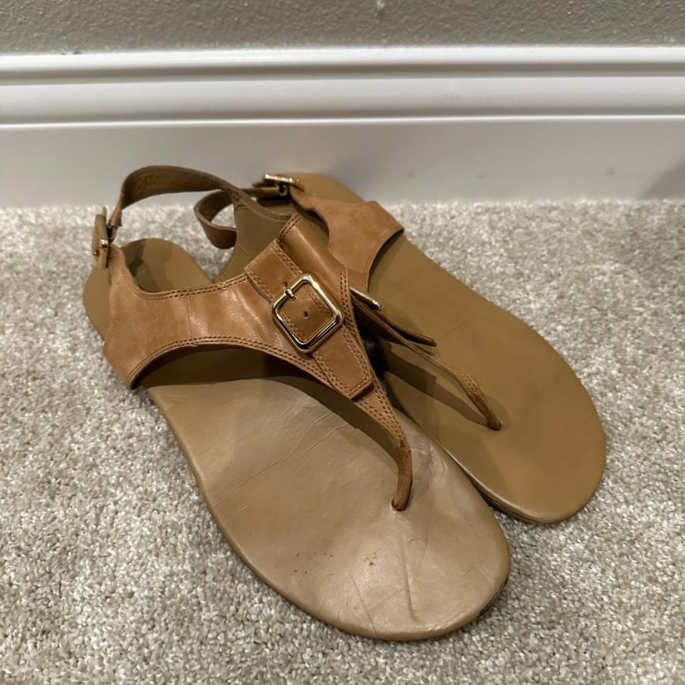 Franco Sarto Tan Leather "Gita" T-strap Sandals - size 11